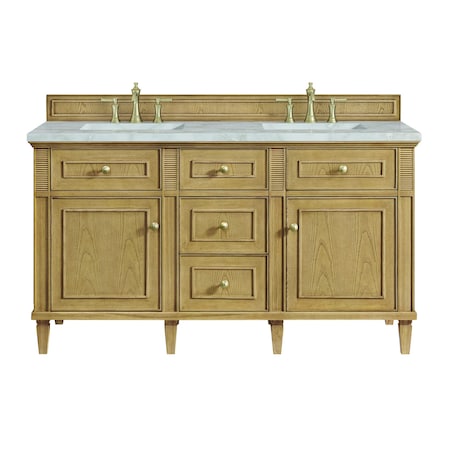 James Martin Vanities 60'' Double Vanity, Light Natural Oak w/ 3 CM Victorian Silver Quartz Top 424-V60D-LNO-3VSL